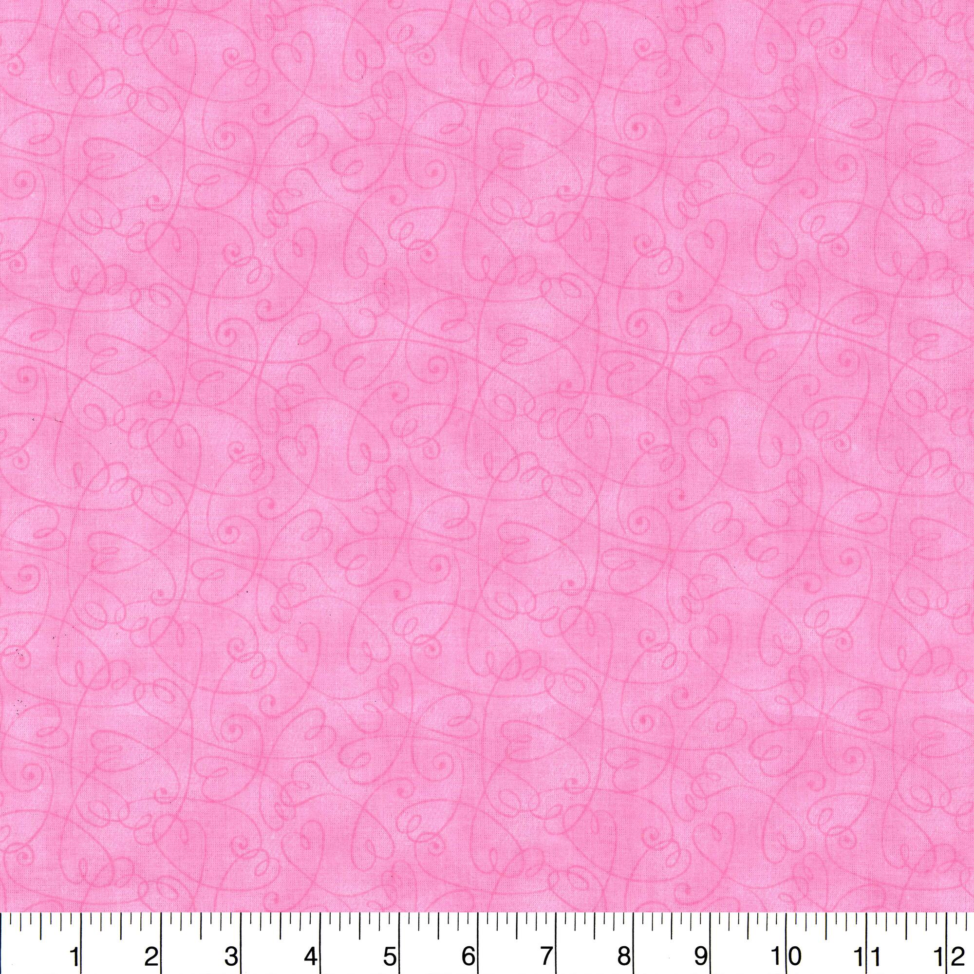 Fabric Traditions Pink Tonal Swirl Hearts Cotton Fabric